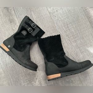 Sorel Black Ankle Boots with Buckle Detail